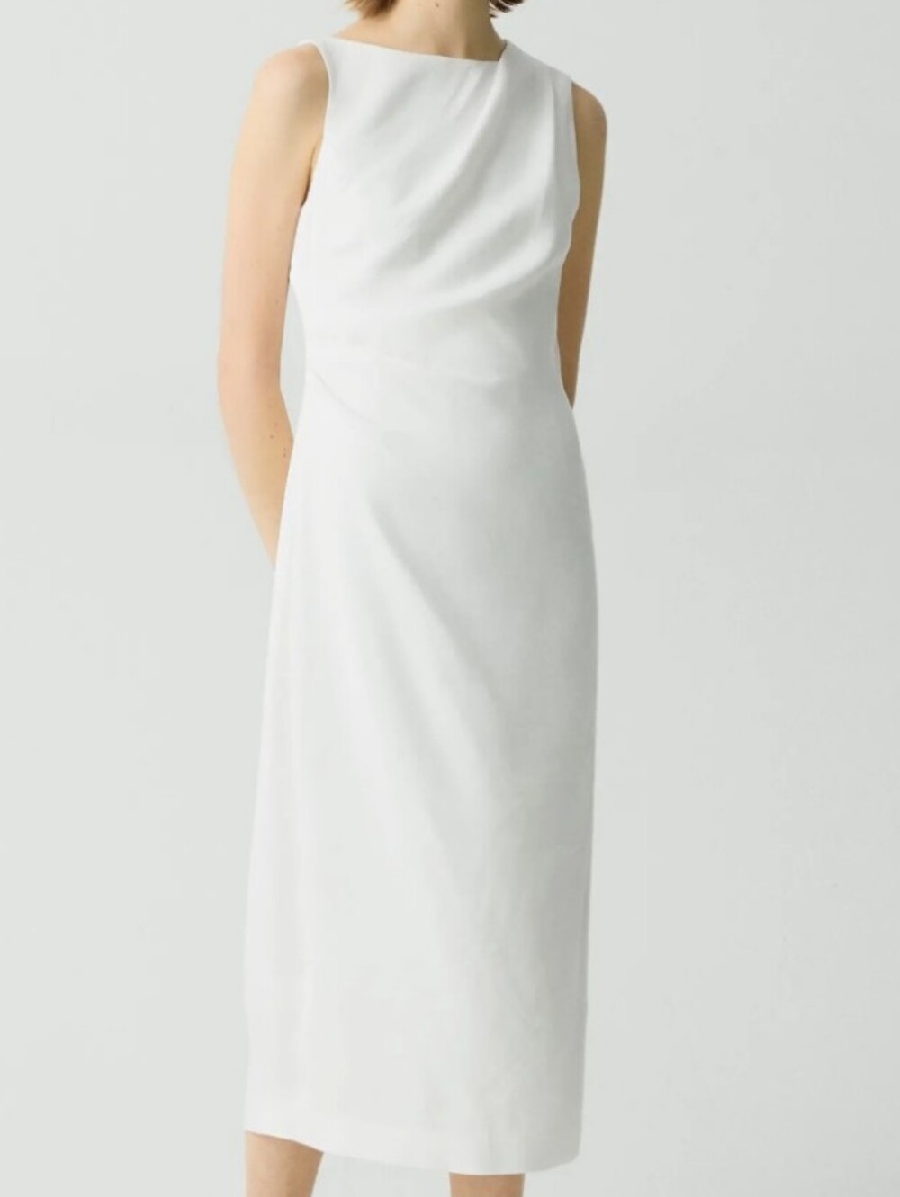Theory Draped Midi Dress in Linen-Viscose Size 4